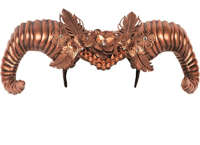 Dämonen Kopfschmuck mit Hörnern – Waldwesen & Steampunk