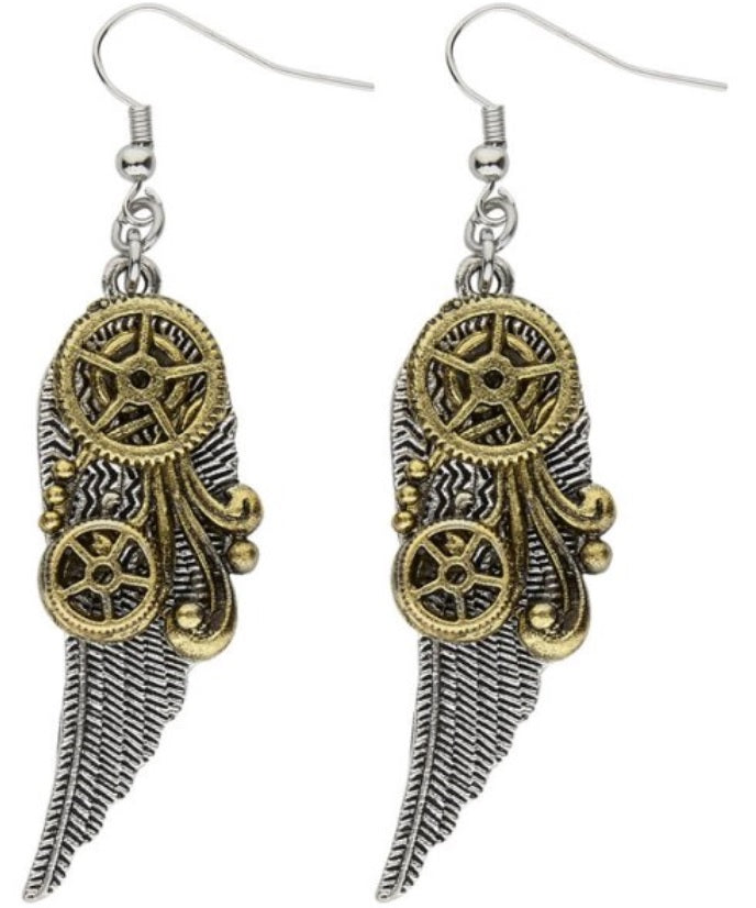 Steampunk Ohrringe mit Flügeln – Barock Ohrringe
