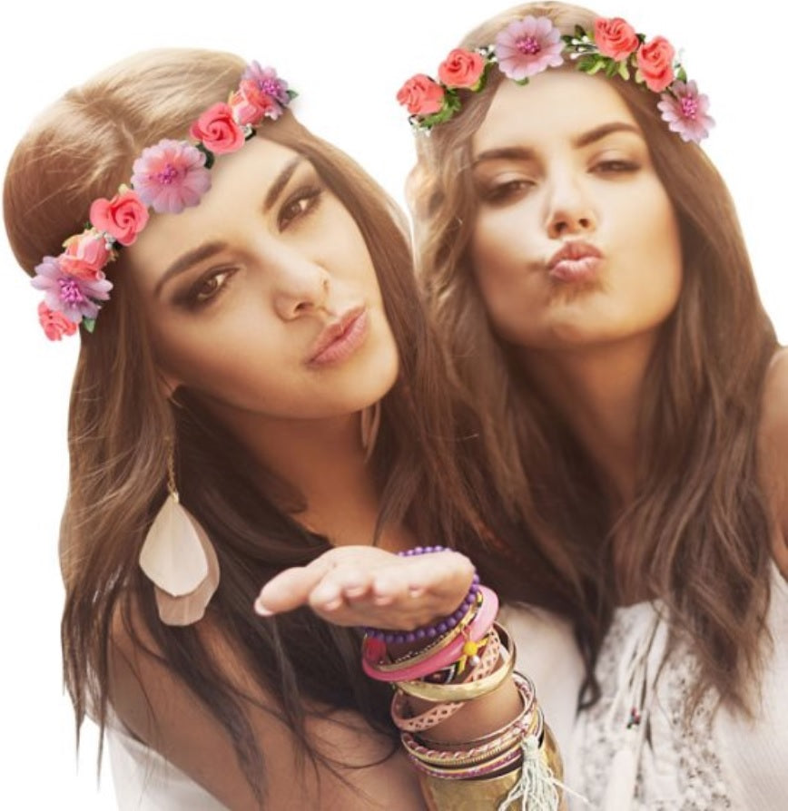 Blumen Haarschmuck – Haarreif mit pinken Rosen