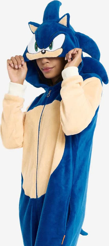 Sonic Kostüm für Erwachsene, Cosplay-Overall mit Kapuze