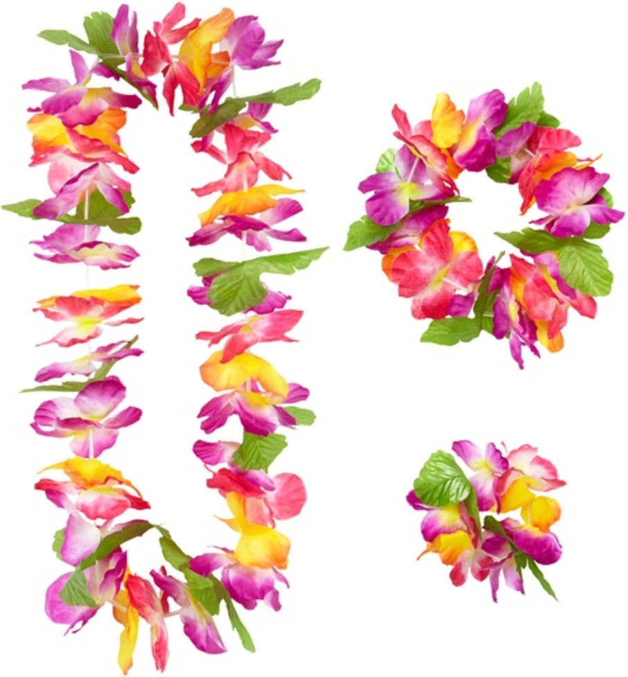 Hawaii Set – Blumenkette, Armband & Haarschmuck