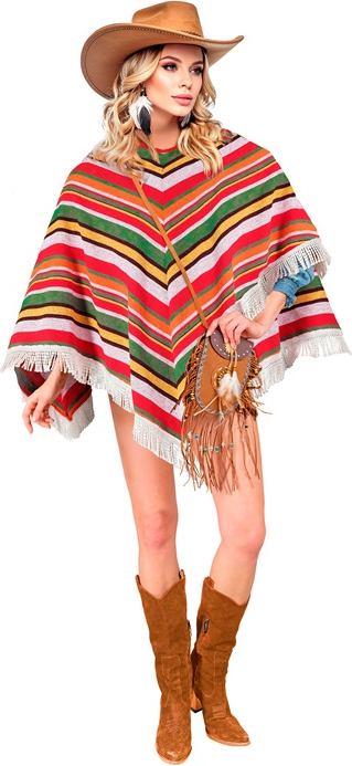 Mexikanischer Poncho mit Fransen für Erwachsene
