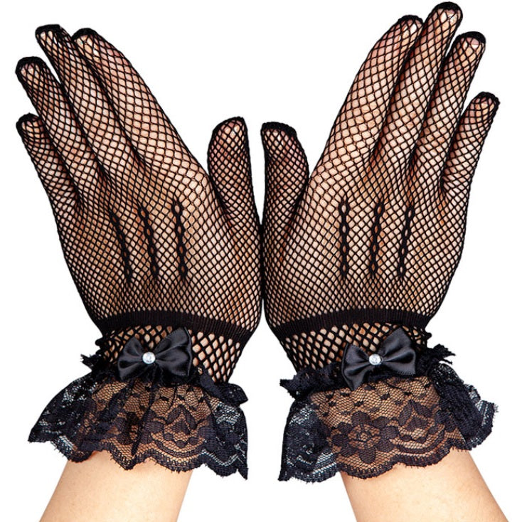 Spitzenhandschuhe mit Masche & Strass
