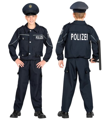 Polizist Kostüm für Kinder mit deutscher Aufschrift