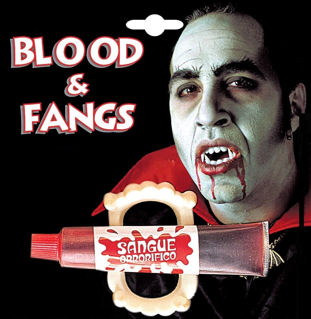 Vampirgebiss mit Blut – Vampirzähne Set