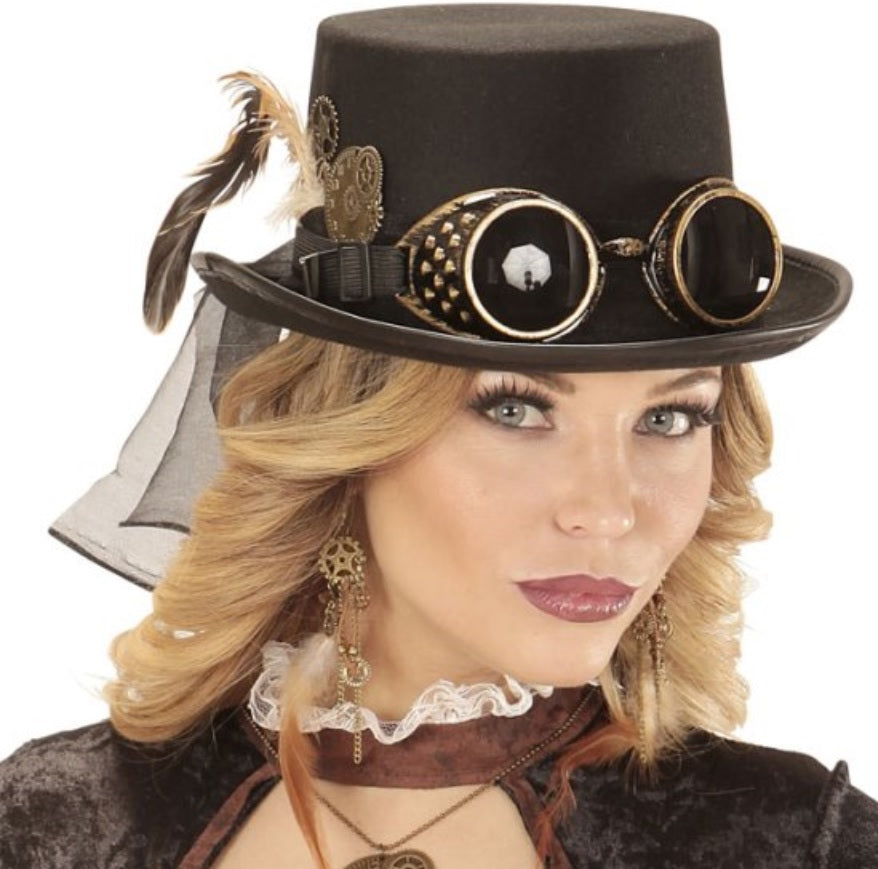 Steampunk Hut mit Brille – Zylinder