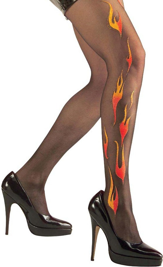 Flammen-Strumpfhose für Teufel und Halloween