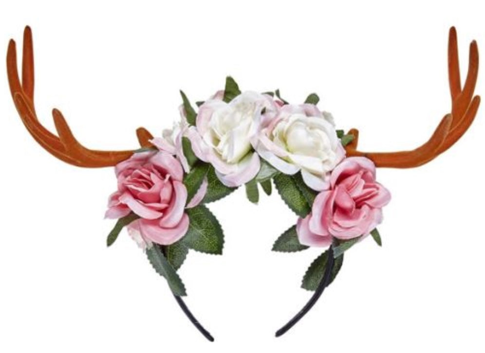 Rentier Geweih mit Blumen – Reh Kopfschmuck