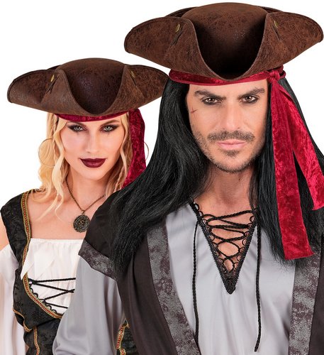 Dreispitz Piratenhut in Lederimitat