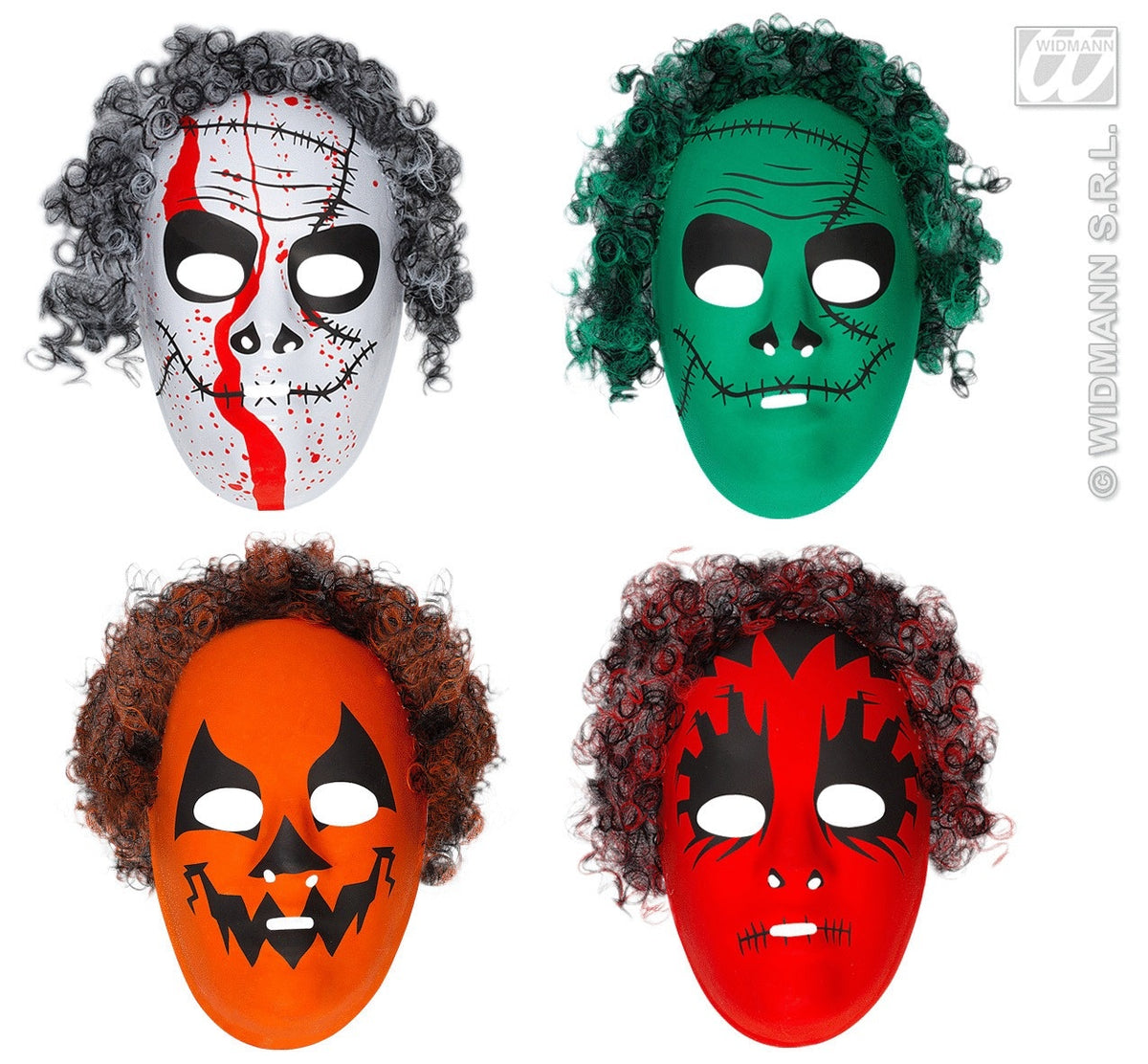 Horror-Maske mit Haaren aus Plastik