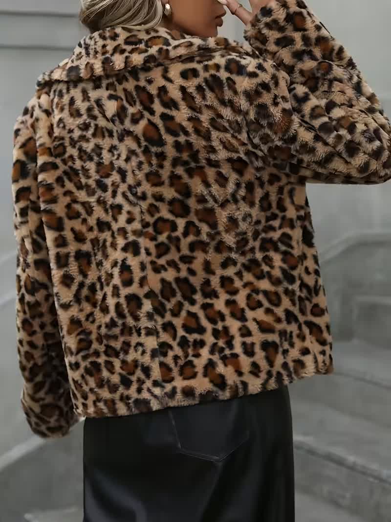 Leoparden Jacke Damen ohne Futter – Fake Fur