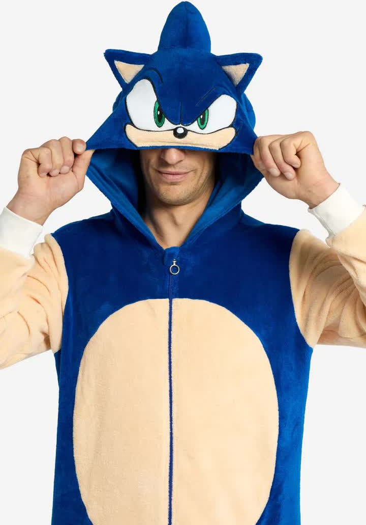 Sonic Kostüm für Erwachsene, Cosplay-Overall mit Kapuze