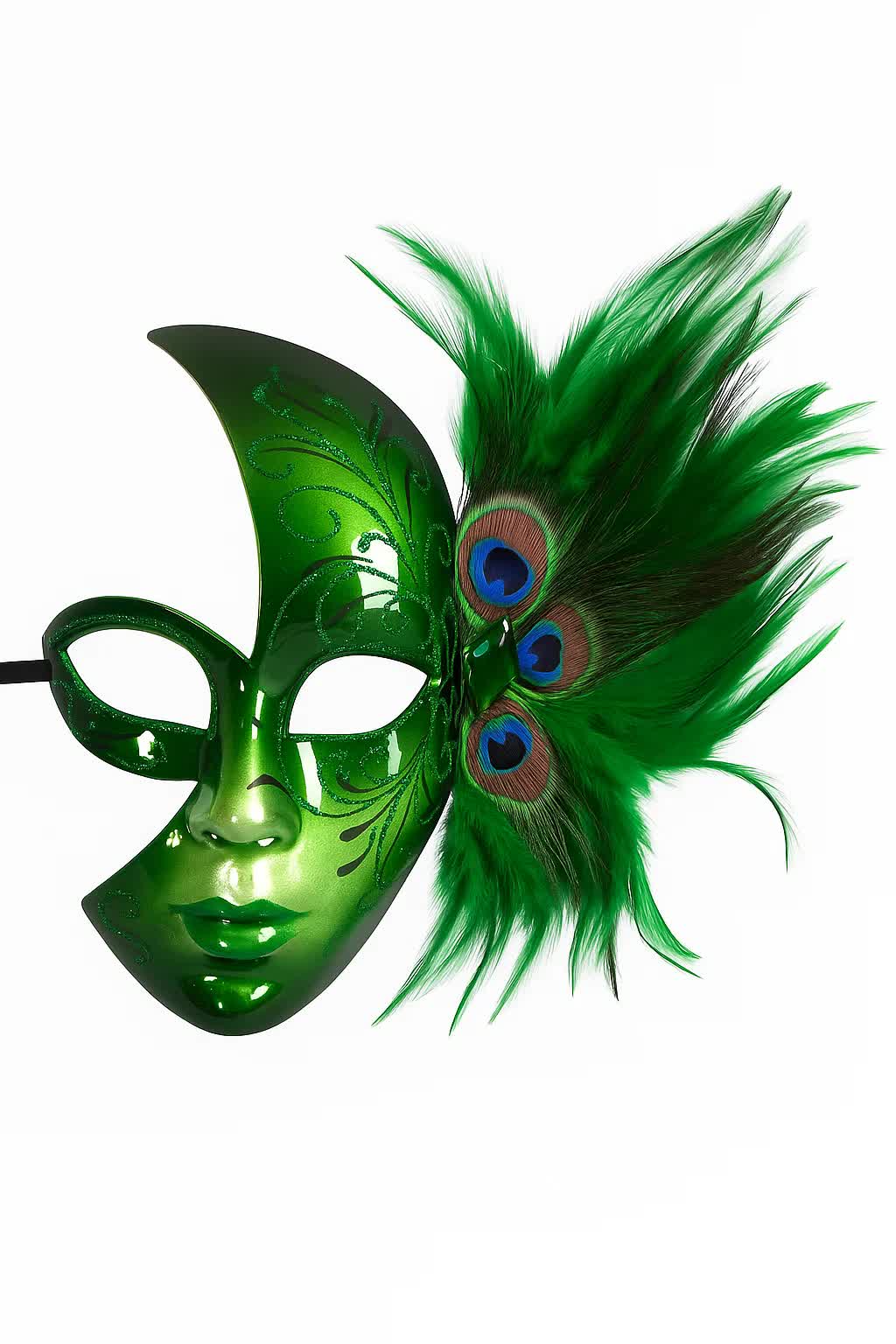 Pfauenmaske – venezianische Halbmaske Rio