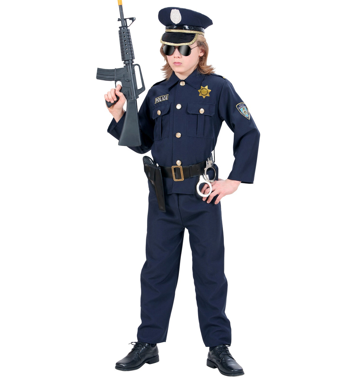 Polizist Kostüm für Kinder mit Gürtel und Holster