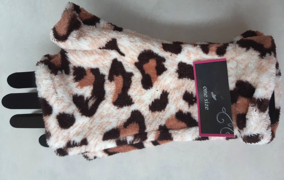 Plüschhandschuhe fingerlos – Safari