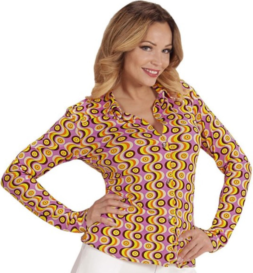 70er Jahre Bluse Flower Power & Disco