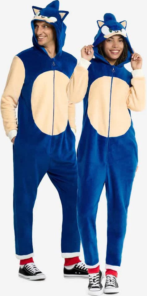 Sonic Kostüm für Erwachsene, Cosplay-Overall mit Kapuze