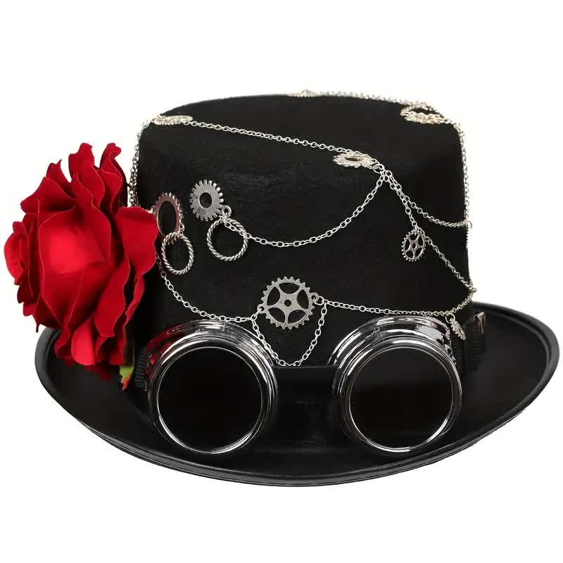 Steampunk Zylinder für Damen mit Rosen Verzierung