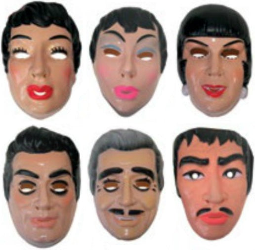 Männermaske aus Plastik - graue Haare und Schnauz