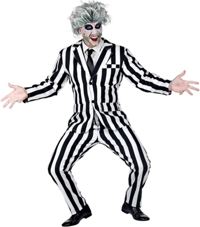 Beetlejuice Kostüm – gestreifter Anzug mit Krawatte