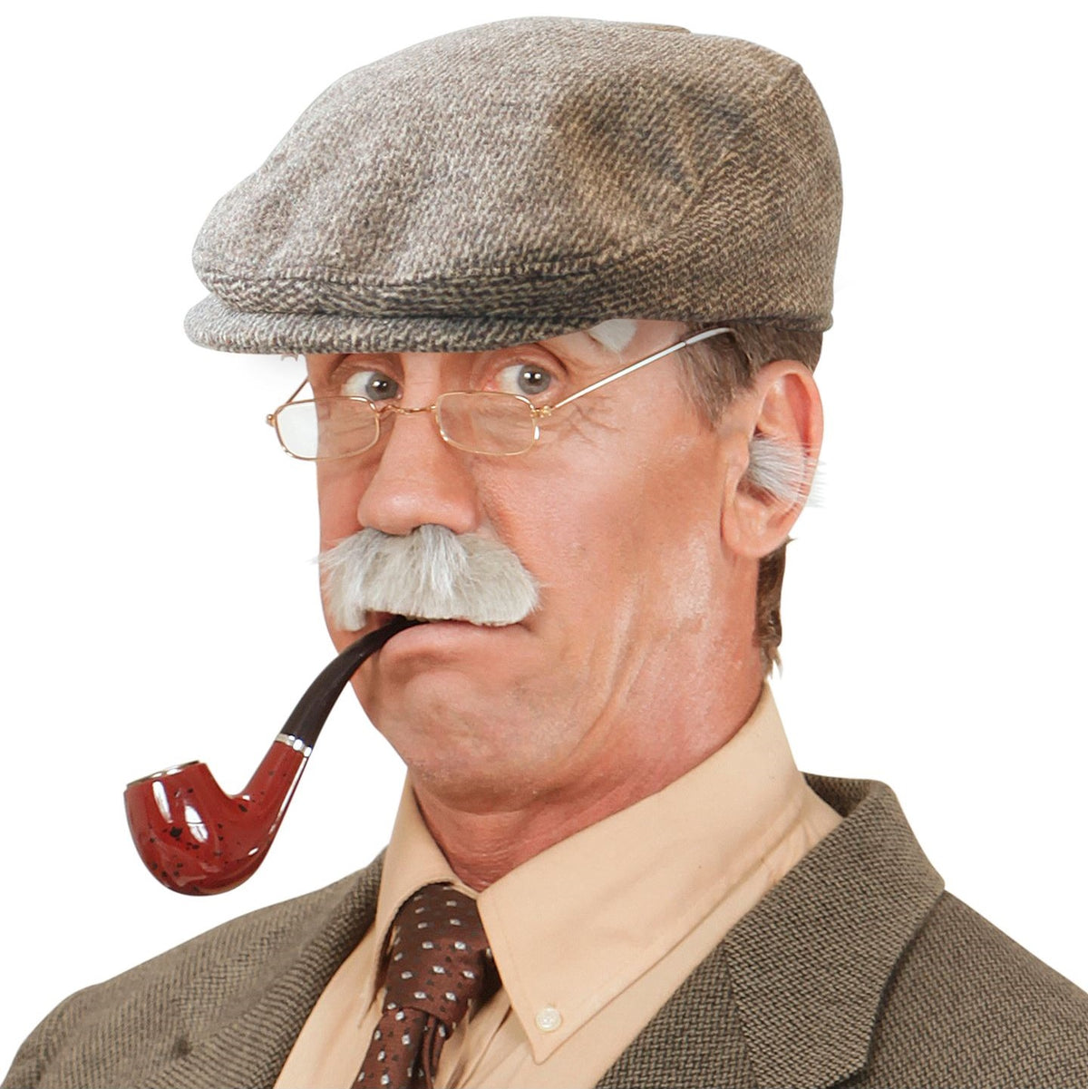 Schiebermütze Flat Cap im Tweed-Stil