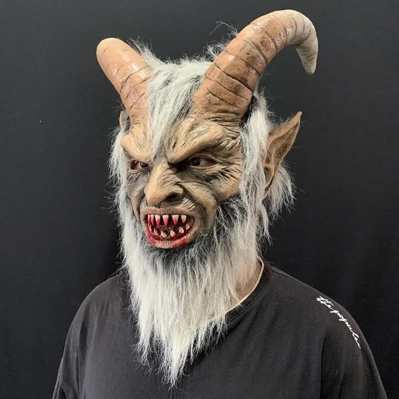 Teufel Maske mit Kunstfell – Hornusse Dämon