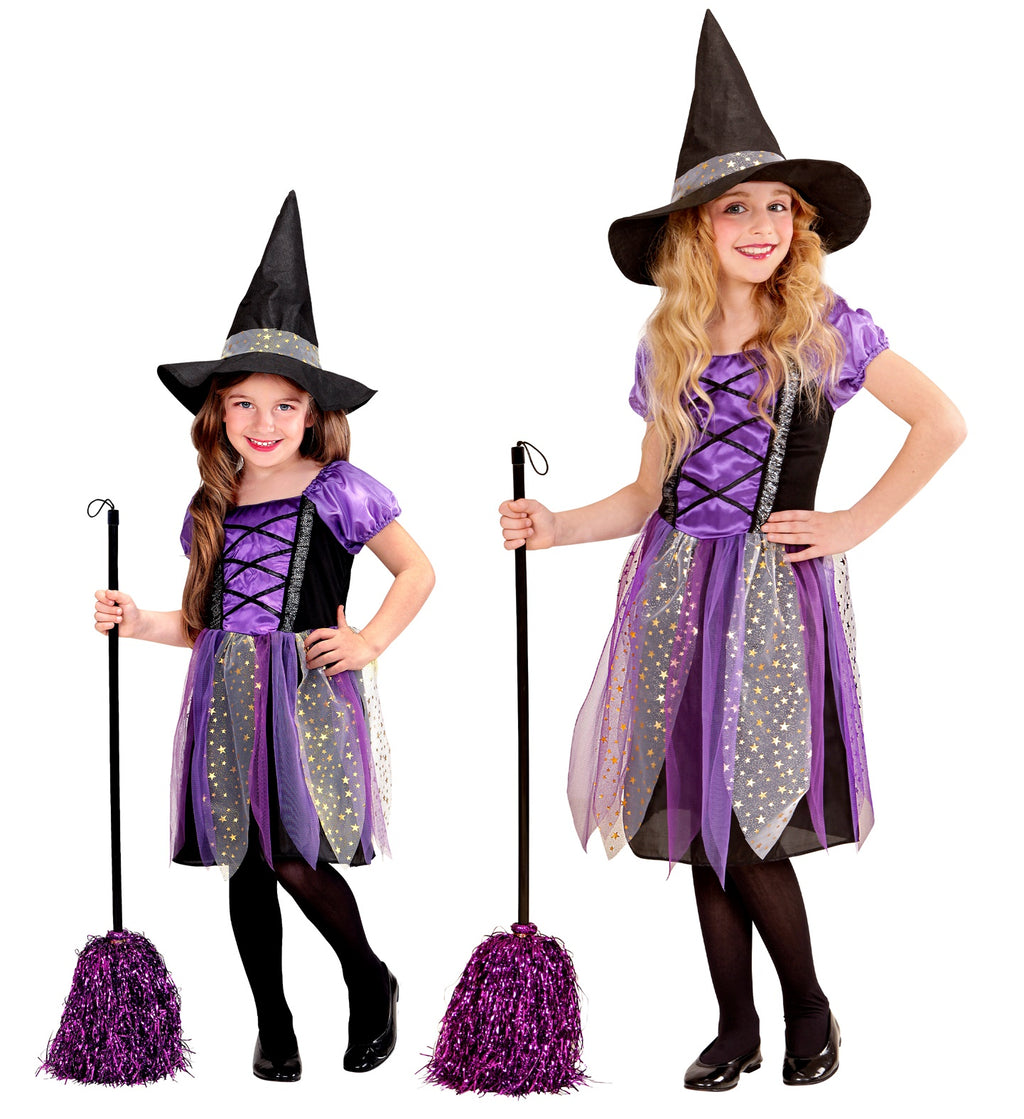 Hexenkostüm für Kinder mit Kleid und Hut