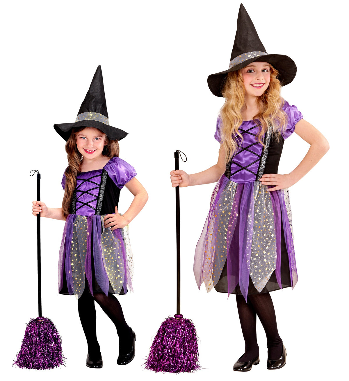 Hexenkostüm für Kinder mit Kleid und Hut