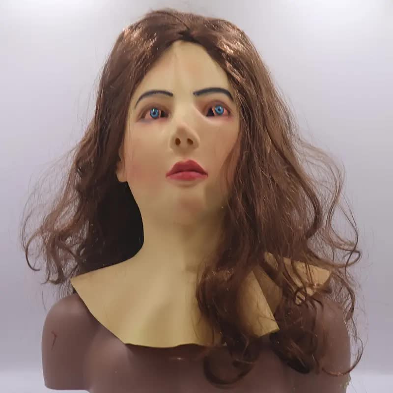 Junge Frau Maske mit Hals – Latexmaske