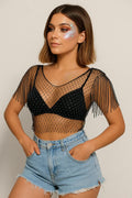Netzshirt mit Strass – Glitzer Oberteil