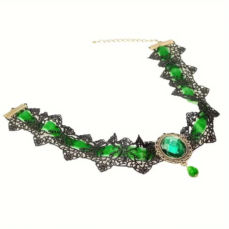 Vampir Halsband mit Spitze & Strass – Choker