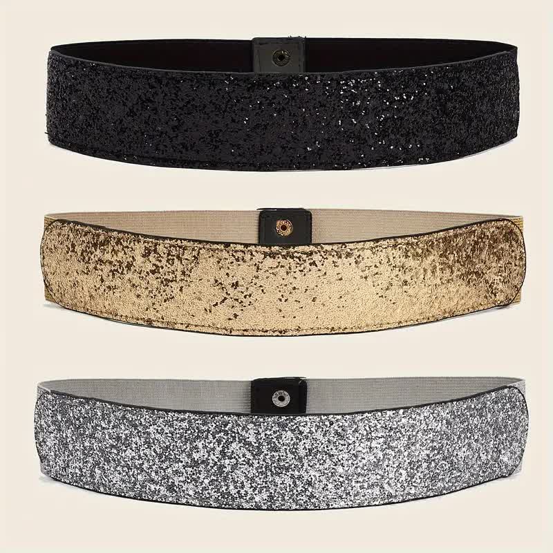 Glitzergürtel Stretch mit Druckknöpfen