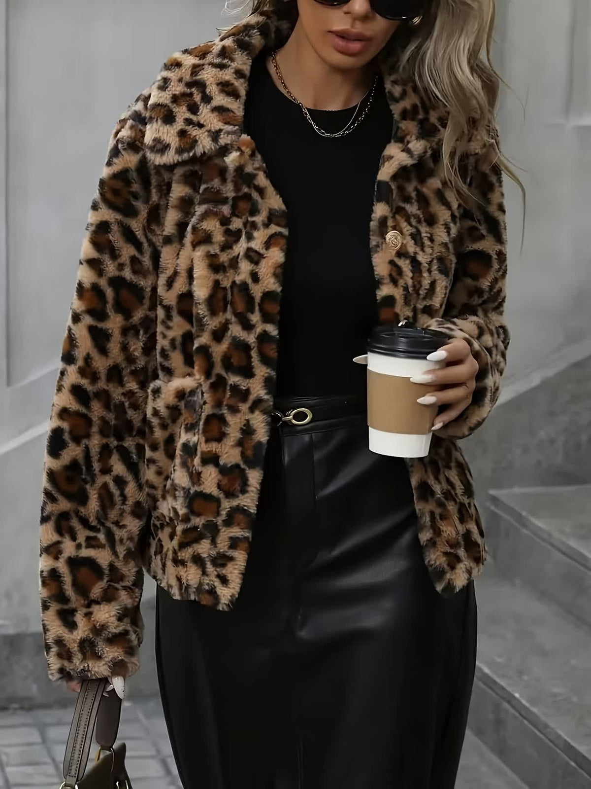 Leoparden Jacke Damen ohne Futter – Fake Fur
