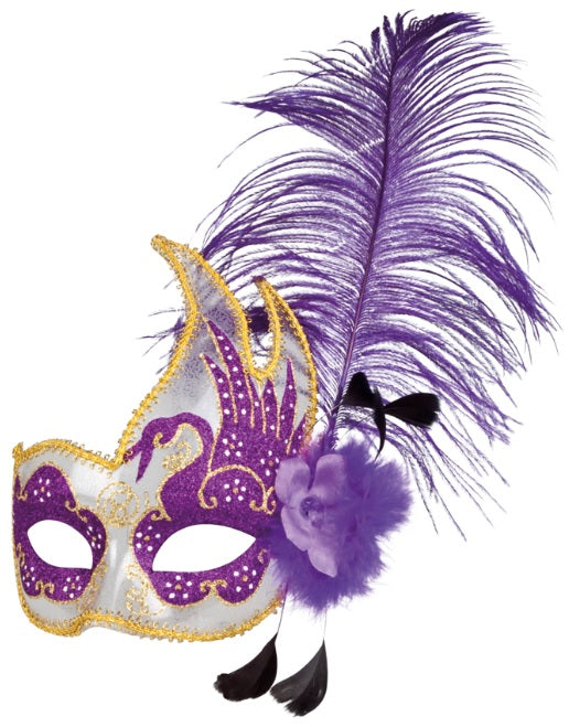 Venezianische Augenmaske mit Feder und Blume
