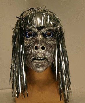 Alien Maske mit Lametta-Haaren – Space