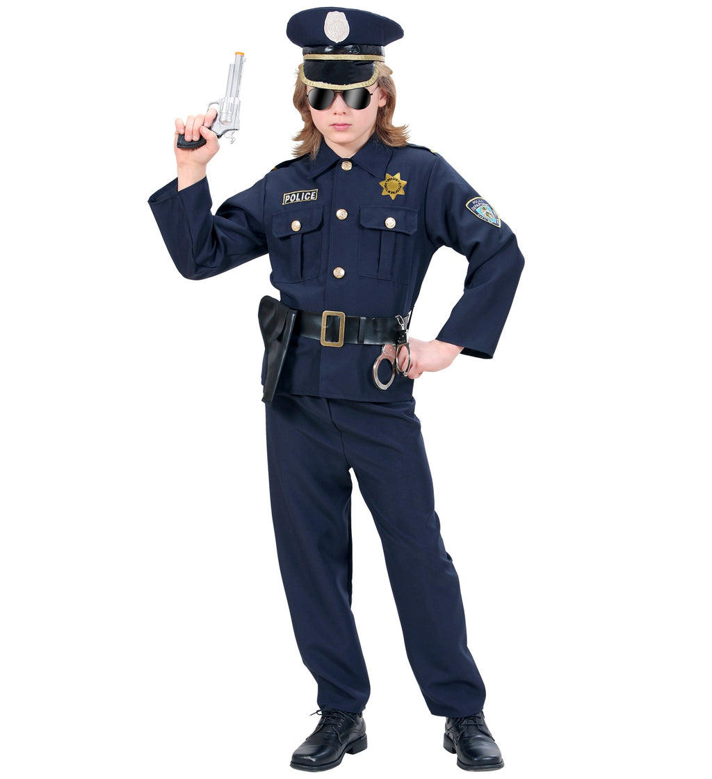Polizist Kostüm für Kinder mit Gürtel und Holster