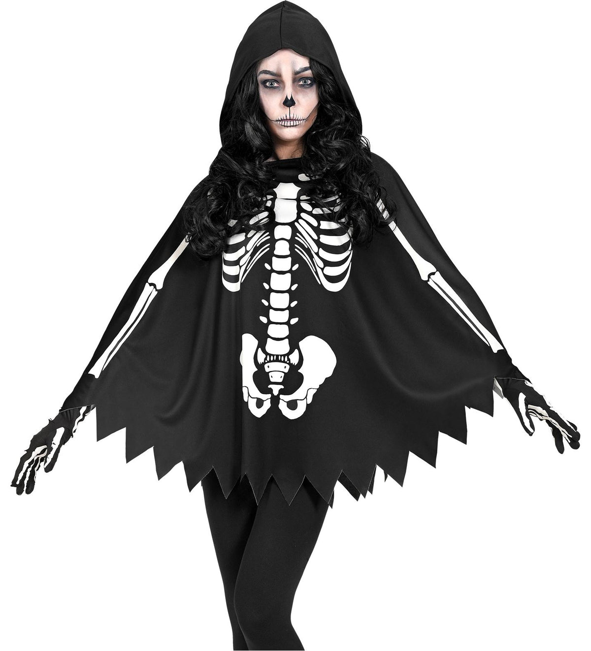 Skelett Poncho mit Zacken für Halloween