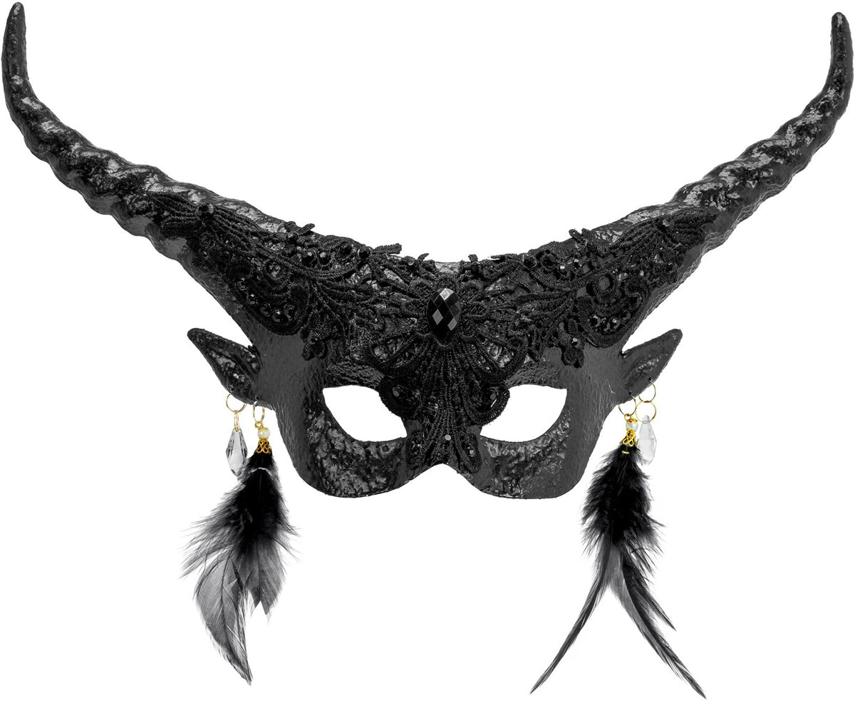 Dämon Halbmaske mit Hörnern – Teufel