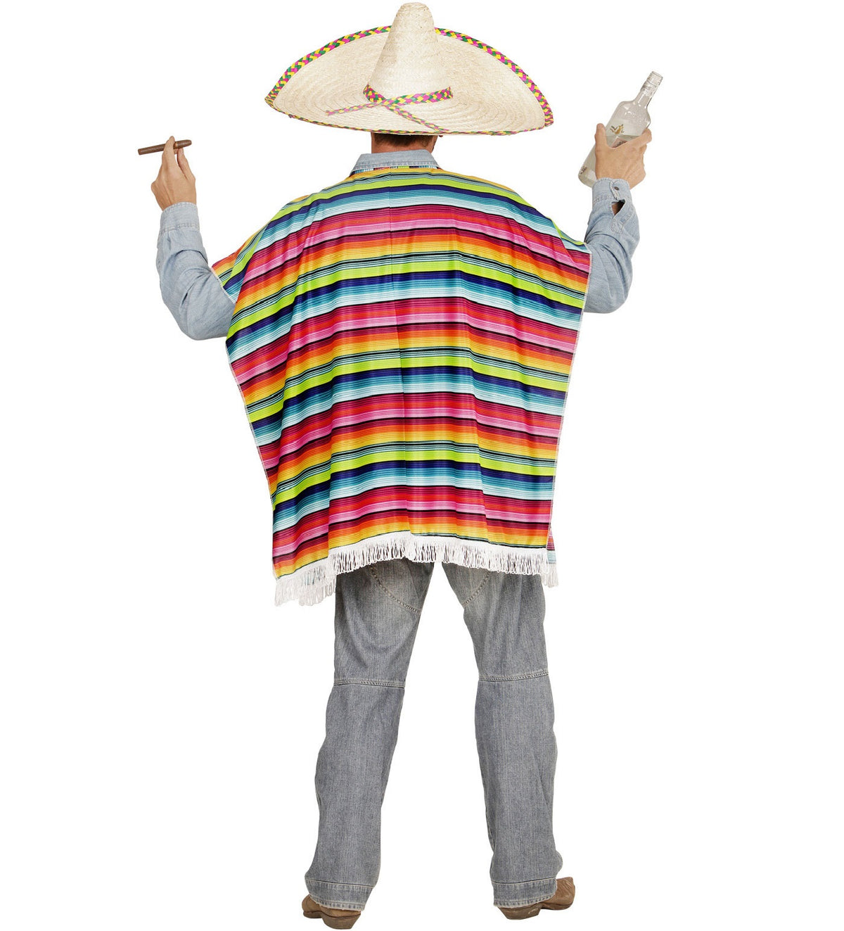 Mexikanischer Poncho aus leichtem Stoff - Farbenfroh