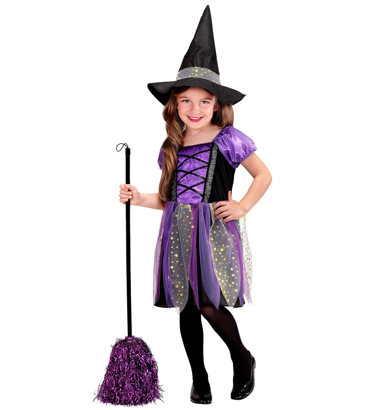 Hexenkostüm für Kinder mit Kleid und Hut