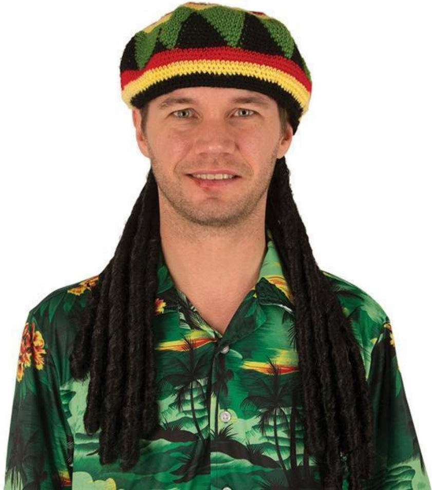 Reggae Strickmütze mit Dreadlocks – Rasta Jamaica Mütze