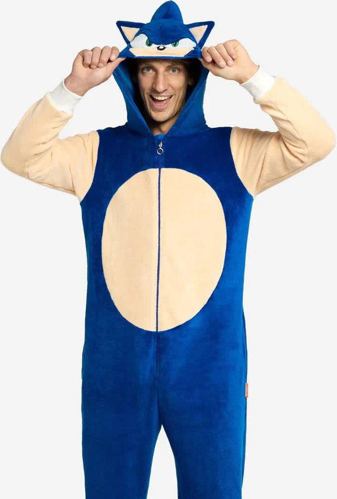 Sonic Kostüm für Erwachsene, Cosplay-Overall mit Kapuze