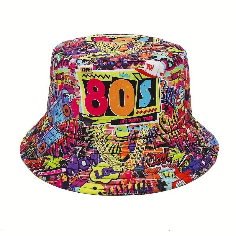80er Partyhut – Bucket Hat im 80er-Jahre-Stil