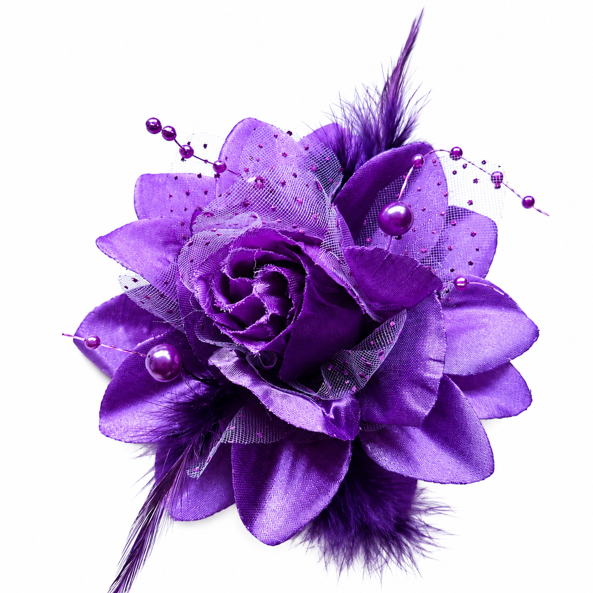 Blumen Haarclip mit Perlen und Federn