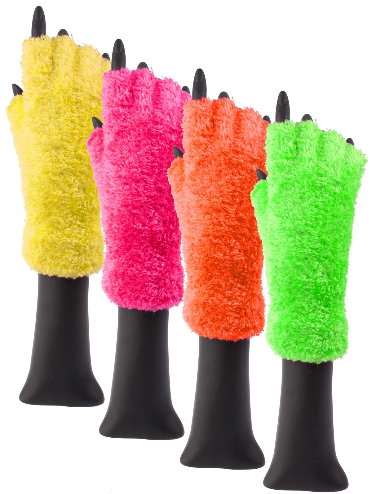 Neon Plüsch Handschuhe mit Fell