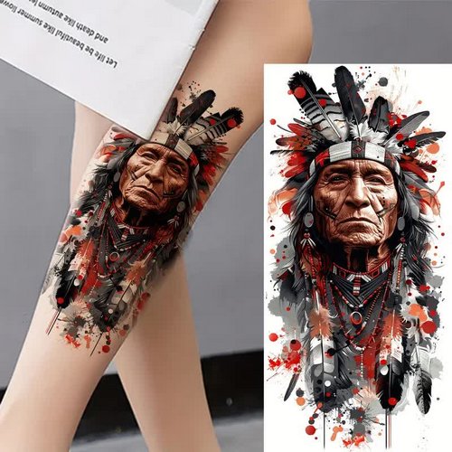 Indianer Häuptling Tattoo – Klebetattoo