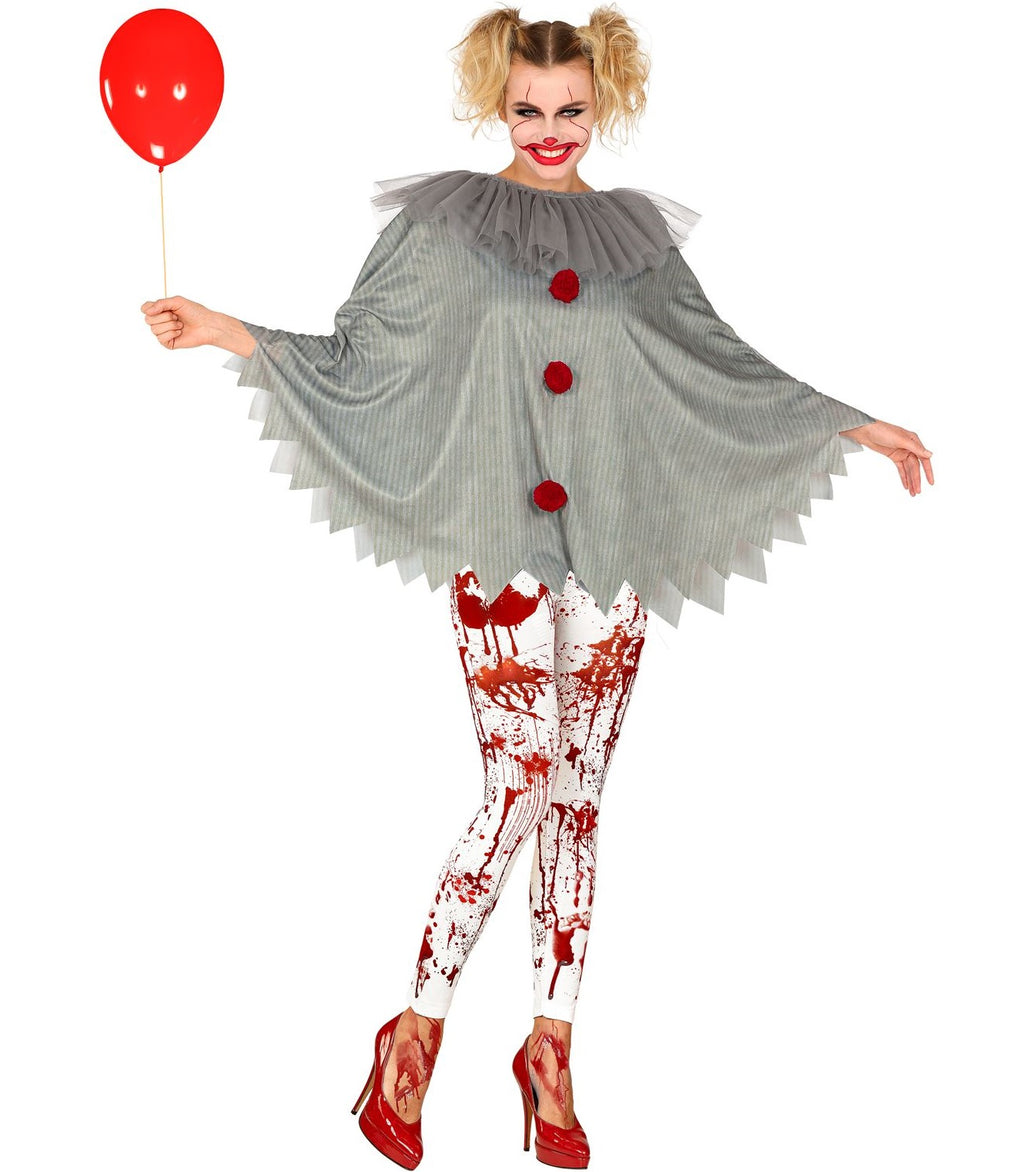 Pennywise Poncho mit Halskrause für Halloween