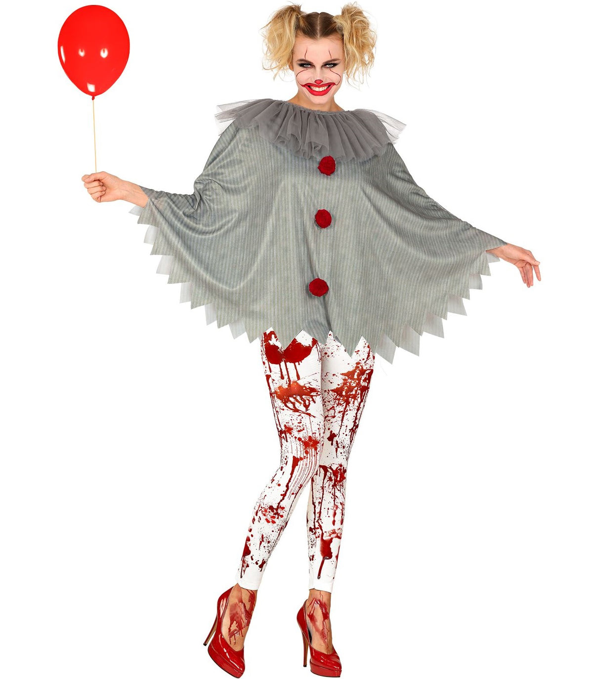Pennywise Poncho mit Halskrause für Halloween