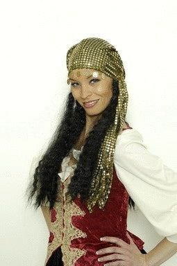 Orientalisches Kopftuch mit Münzen und Haar