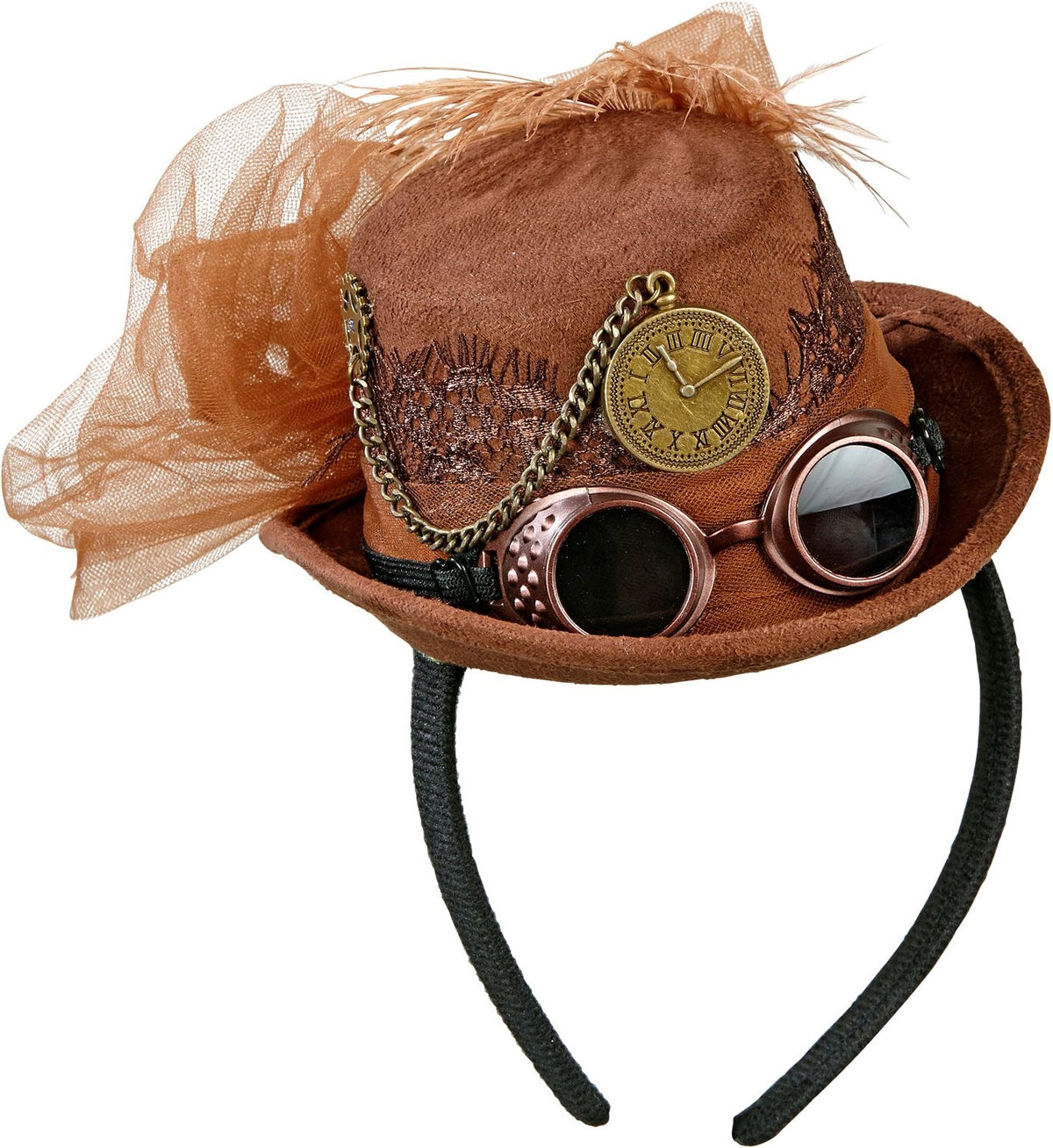 Steampunk Fascinator – Mini Zylinder auf Haarreif